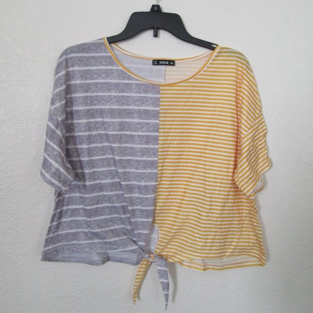 Shein Mixed Stripe Tie Crop Top